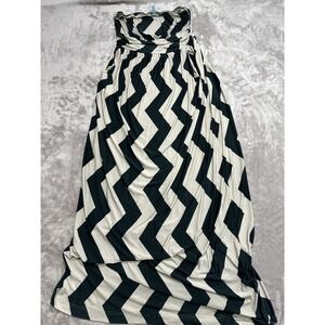 Loila Dress Women's Size Large Green and White Striped Sleeveless Long‎ EUC